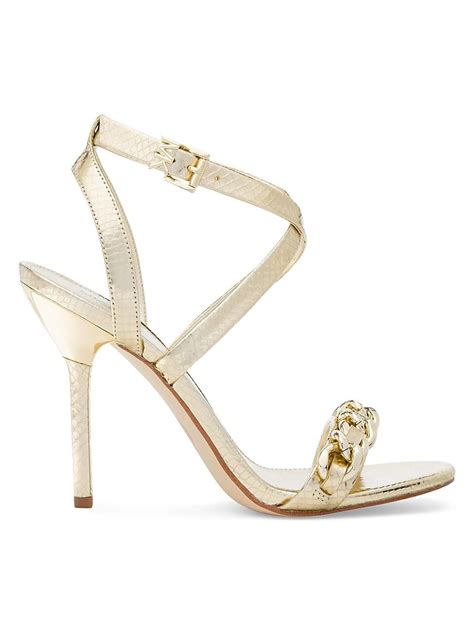 michael by michael kors sandals gold snake print|Asha Embellished Snake Embossed Leather Sandal .